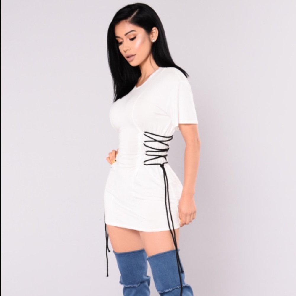 Ivanka White Lace Up Top - Fashion Nova